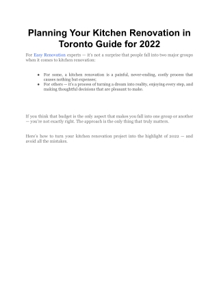 Planning Your Kitchen Renovation in Toronto Guide for 2022