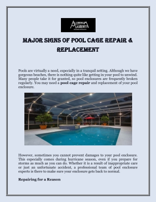 Naples Pool Cage Repair Service From Aluminum Master LLC