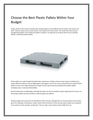 Choose the Best Plastic Pallets Within Your Budget (1)