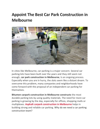 Appoint The Best Car Park Construction in Melbourne