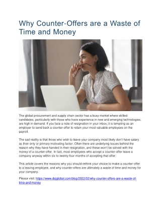 Why Counter-Offers are a Waste of Time and Money - DSJ Global