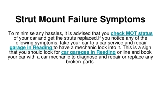 Strut Mount Failure Symptoms
