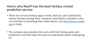 Here's why Real11 has the best fantasy cricket prediction service