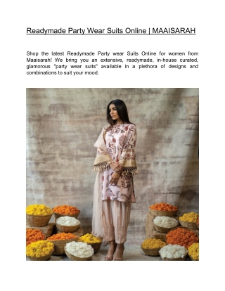 Readymade Party Wear Suits Online | MAAISARAH