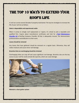 The Top 10 Ways to Extend Your Roof