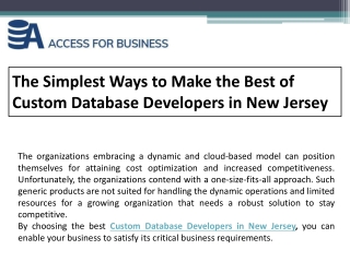 The Simplest Ways to Make the Best of Custom Database Developers in New Jersey