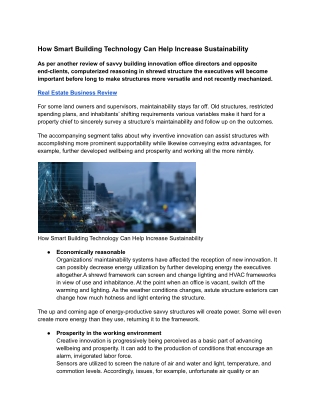 How Smart Building Technology Can Help Increase Sustainability
