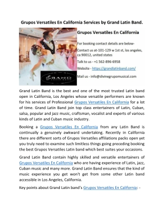Grupos Versatiles En California