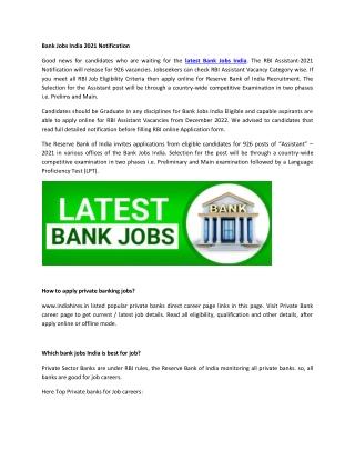 Bank Jobs Notification 2022