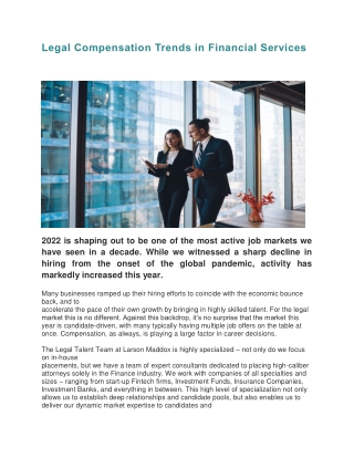 Legal Compensation Trends in Financial Services - Larson Maddox