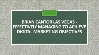 Brian Cantor Las Vegas - Managing to Achieve Digital Marketing Objectives