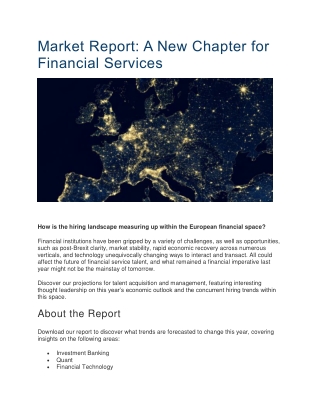 Market Report A New Chapter for Financial Services - Selby Jennings