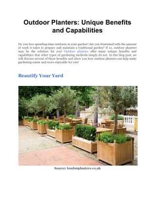 Outdoor Planters_ Unique Benefits and Capabilities