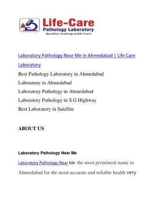 Laboratory Pathology Near Me