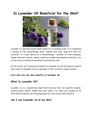 Is Lavender Oil Beneficial for the Skin-Jenessence