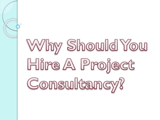 Why Should You Hire A Project Consultancy?