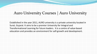 Auro University Courses | Auro University