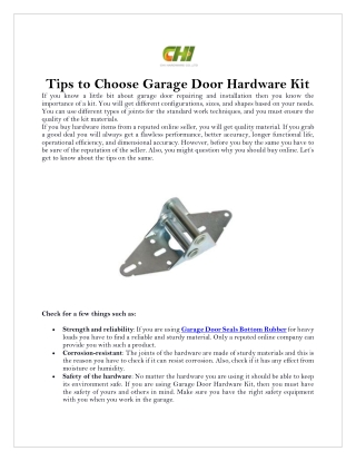 Choose the best Garage Door Hardware Kit.