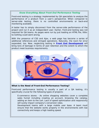 Know Everything About Front End Performance Testing