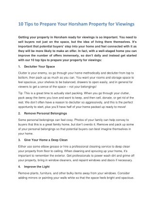 10 Tips to Prepare Your Horsham Property for Viewings Brock Taylor