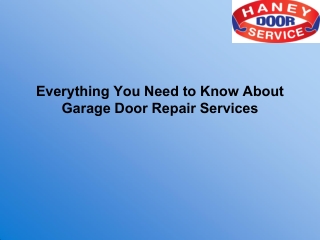 Everything You Need to Know About Garage Door Repair Services