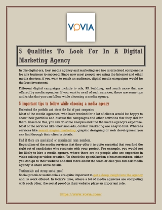5 Qualities To Look For In A Digital Marketing Agency