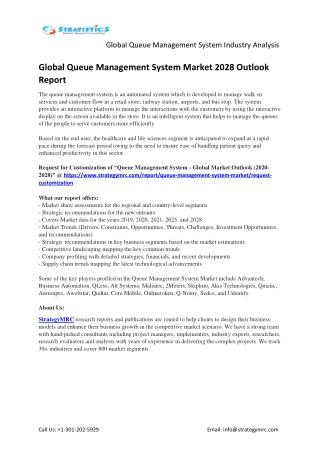 Queue Management System Market - Global Outlook and Forecast 2020-2028