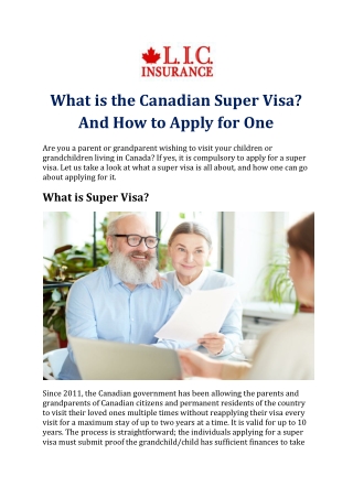 What is the Canadian Super Visa And How to Apply for One