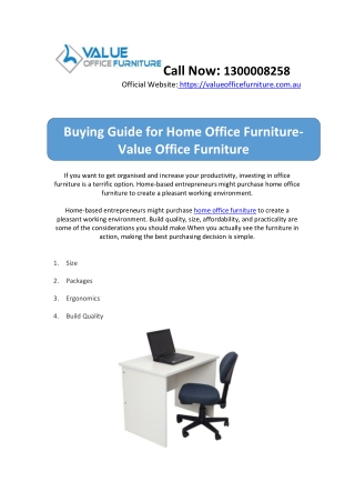 Buying Guide for Home Office Furniture- Value Office Furniture