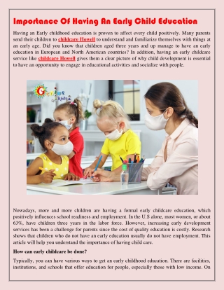 Importance Of Having An Early Child Education