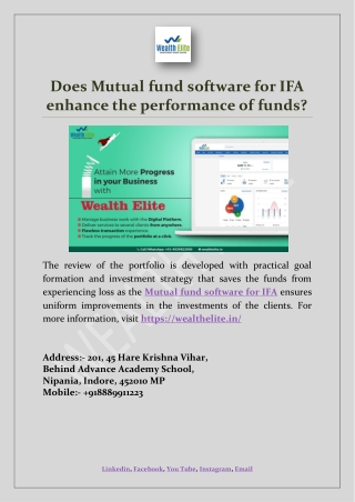 Does Mutual fund software for IFA enhance the performance of funds