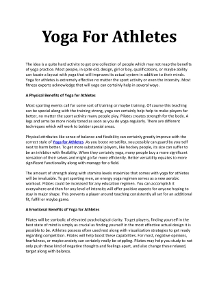 Yoga For Athletes