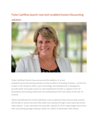 Pulse Cashflow launch new tech enabled Invoice Discounting solution