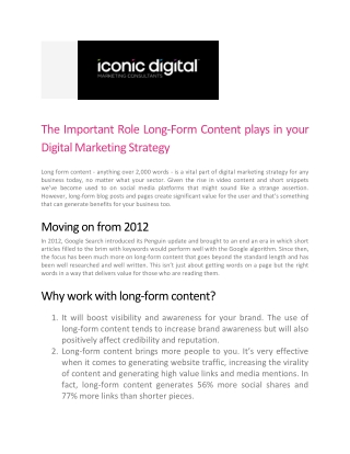 The Important Role Long-Form Content plays in your Digital Marketing Strategy