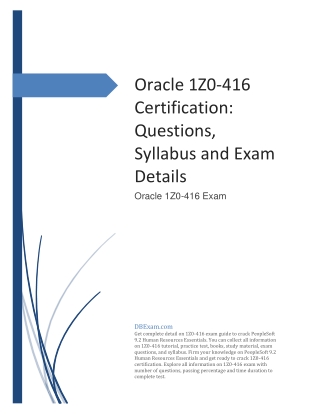 Oracle 1Z0-416 Certification: Questions, Syllabus and Exam Details