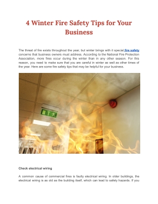 4 Winter Fire Safety Tips for Your Business