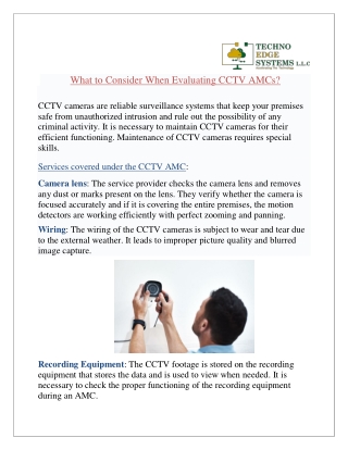 What to Consider When Evaluating CCTV AMCs?
