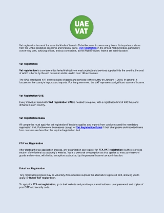 Guide To UAE VAT Registrations For Companies And Individuals