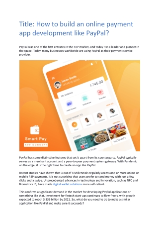 How to build an online payment app development like PayPal