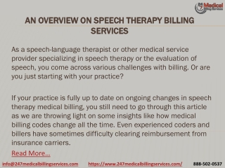 An Overview On Speech Therapy Billing Services PDF
