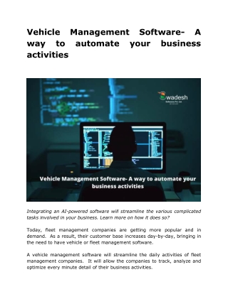 Vehicle Management Software- A way to automate your business activities
