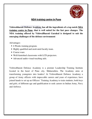 NDA training centre in Pune