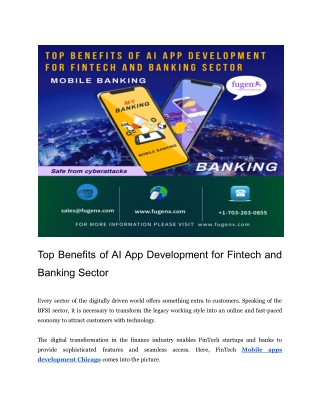 Top Benefits of AI App Development for Fintech and Banking Sector