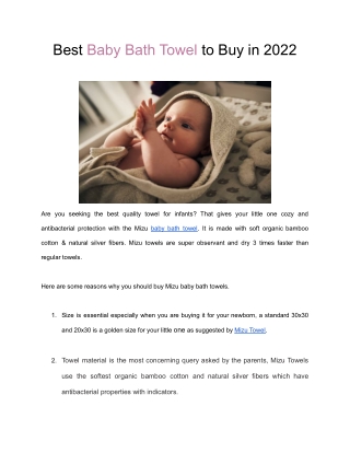 Best Baby Bath Towel to Buy in 2022