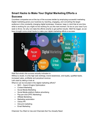 Smart Hacks to Make Your Digital Marketing Efforts a Success