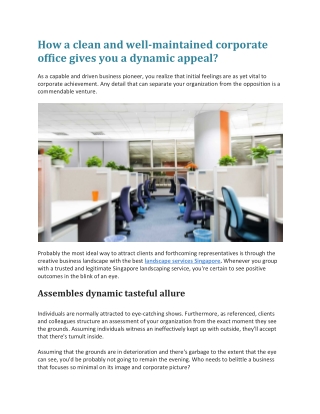 How a clean and well-maintained corporate office gives you a dynamic appeal