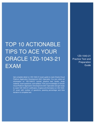 Top 10 Actionable Tips to Ace Your Oracle 1Z0-1043-21 Exam