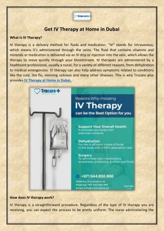 Get IV Therapy at Home in Dubai