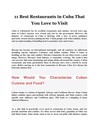 11 Best Restaurants in Cuba That You Love to Visit