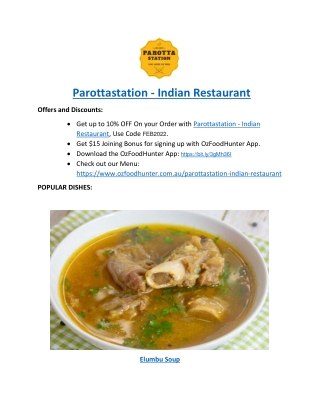 5% Off - Parotta station Menu - Indian Restaurant in Brooklyn, VIC.